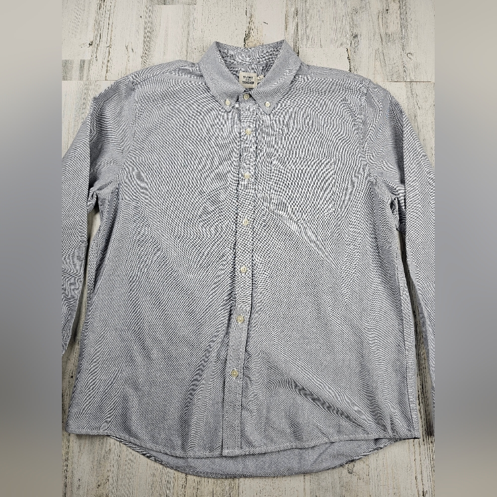 Flint and Tinder Gray Chambray Button Down Shirt Men's Size L Made In USA